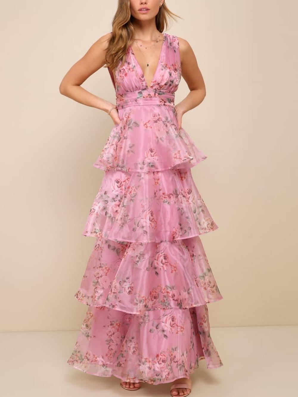 Lulus Floral Print Tiered Maxi Dress